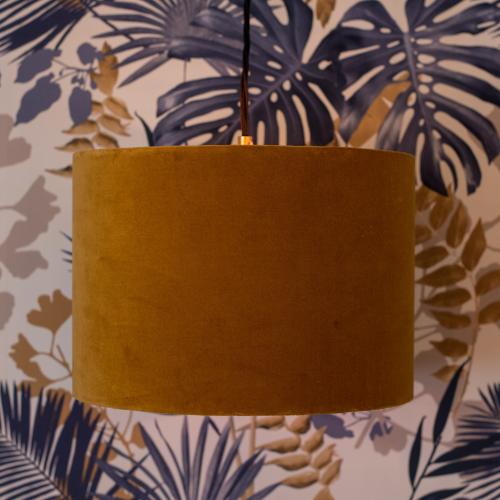 Mustard yellow handamde velvet lampshade